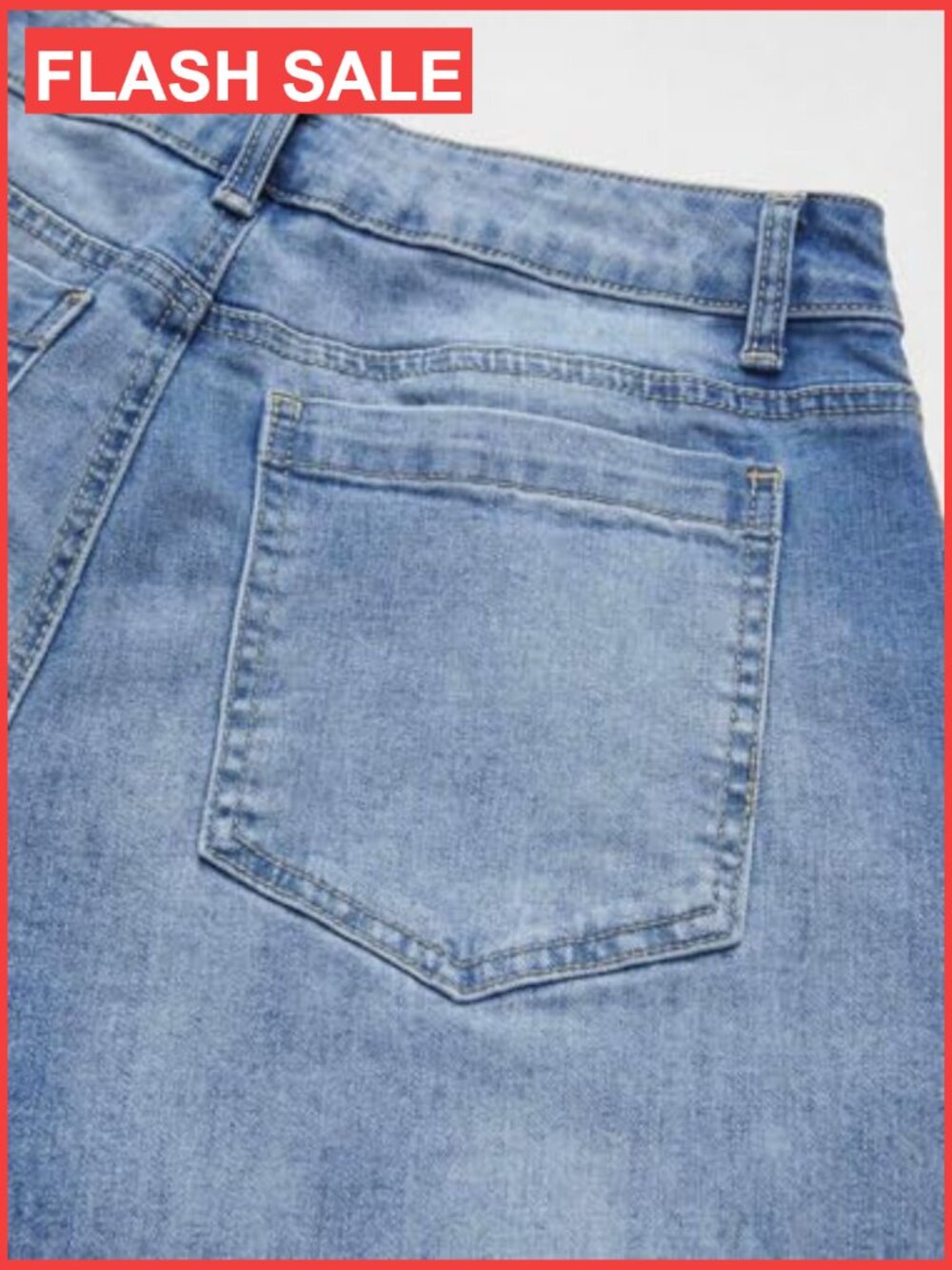 Wide Leg Mid Waist Baggy Jeans Stitch Decor Denim Pants - Picture 6 of 7